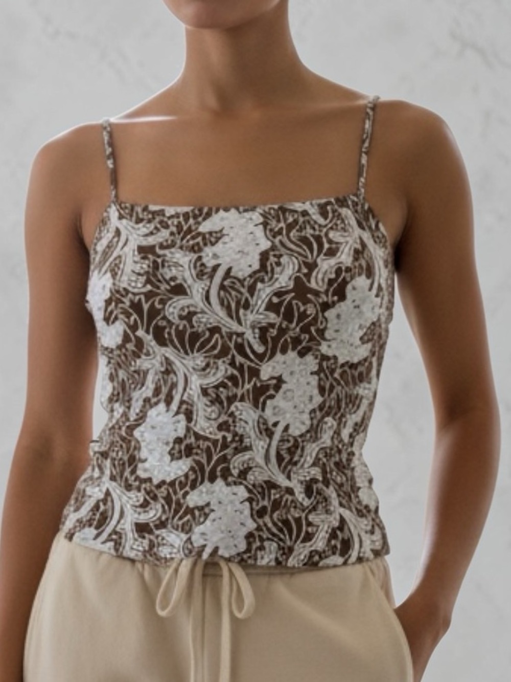 NWT loft Floral Acanthus Print Square Neck Camisole